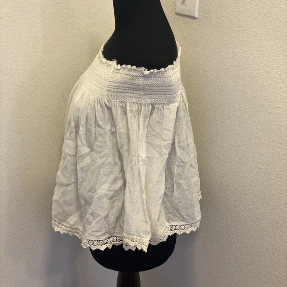 2 FOR $20 Zara Trafaluc Collection Off The Shoulder Cream Blouse Smocked Crop M - Picture 5 of 9